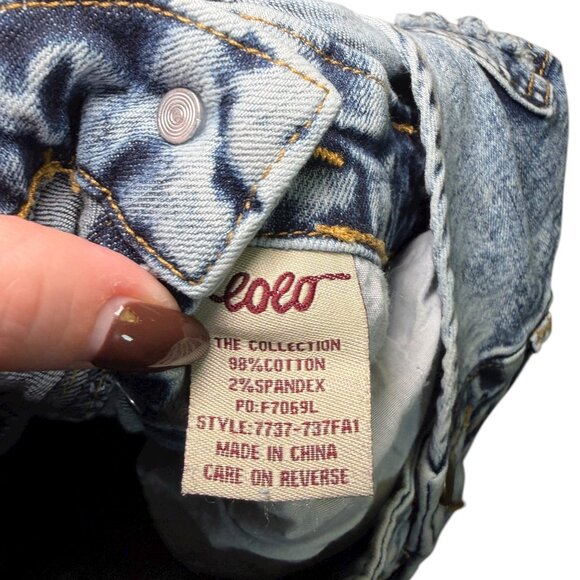 Lolo Distressed Acid Wash Denim Overalls XS NWT Stretch 90s Vintage Style - Picture 5 of 7